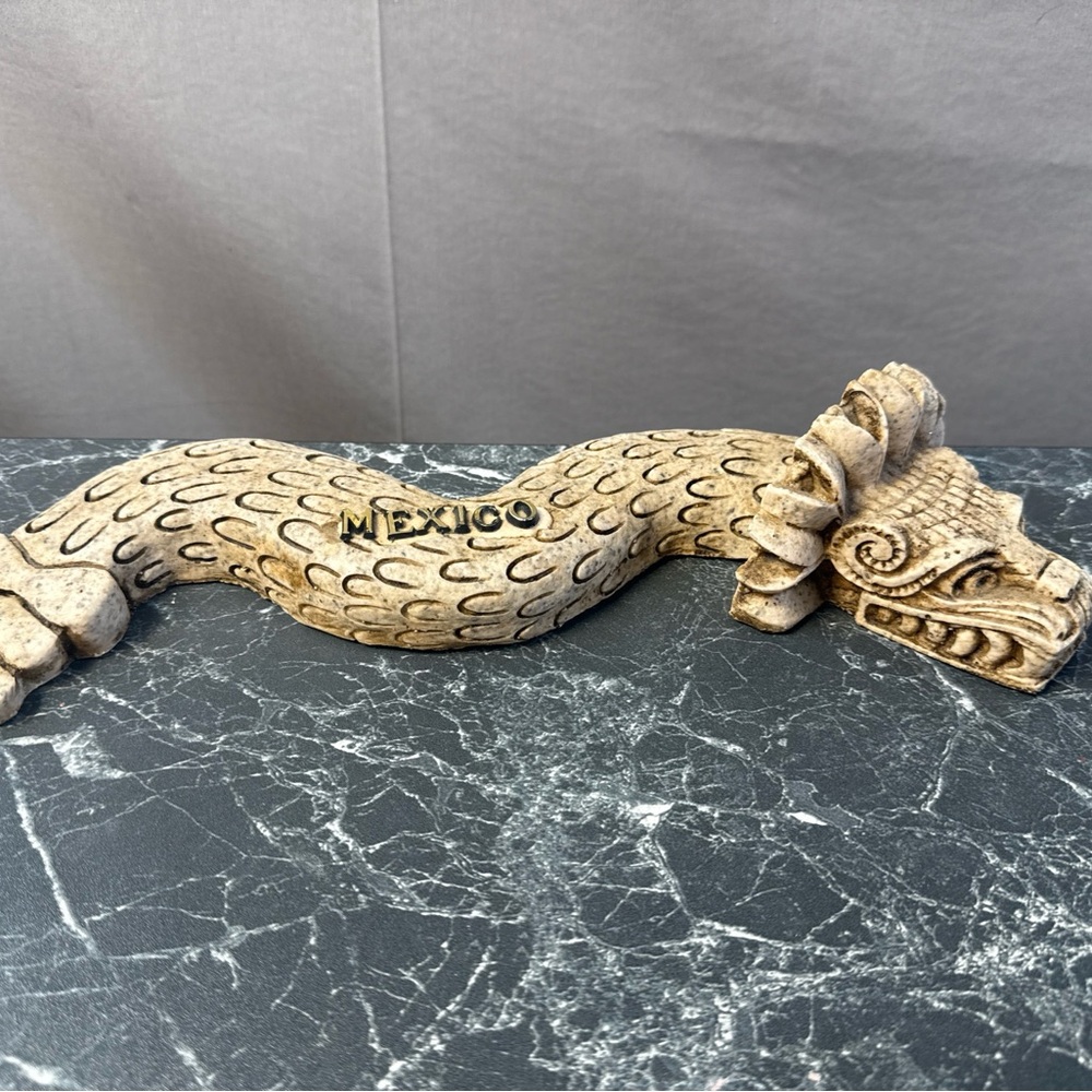 Vintage Aztec Serpent Statue Made Of Resin